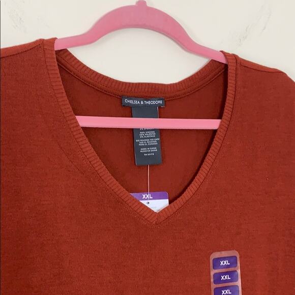 Chelsea & Theodore Earthen Red Knit Top NWT Size XXL - Picture 3 of 9
